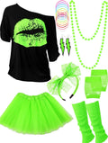 Green 80s Outfit Costume Accessories for Women - Neon Party Set