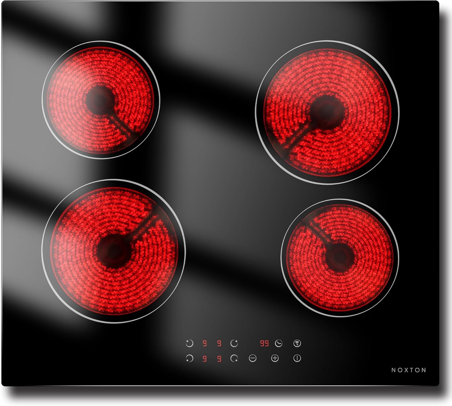 Noxton 24 Inch Electric Cooktop with 4 Burners and Timer