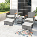 5 PCS Outdoor Patio Furniture Set with Table & Ottoman - Space Saving