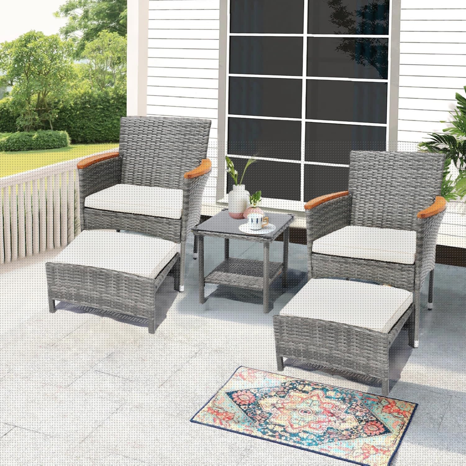 5 PCS Outdoor Patio Furniture Set with Table & Ottoman for Comfort