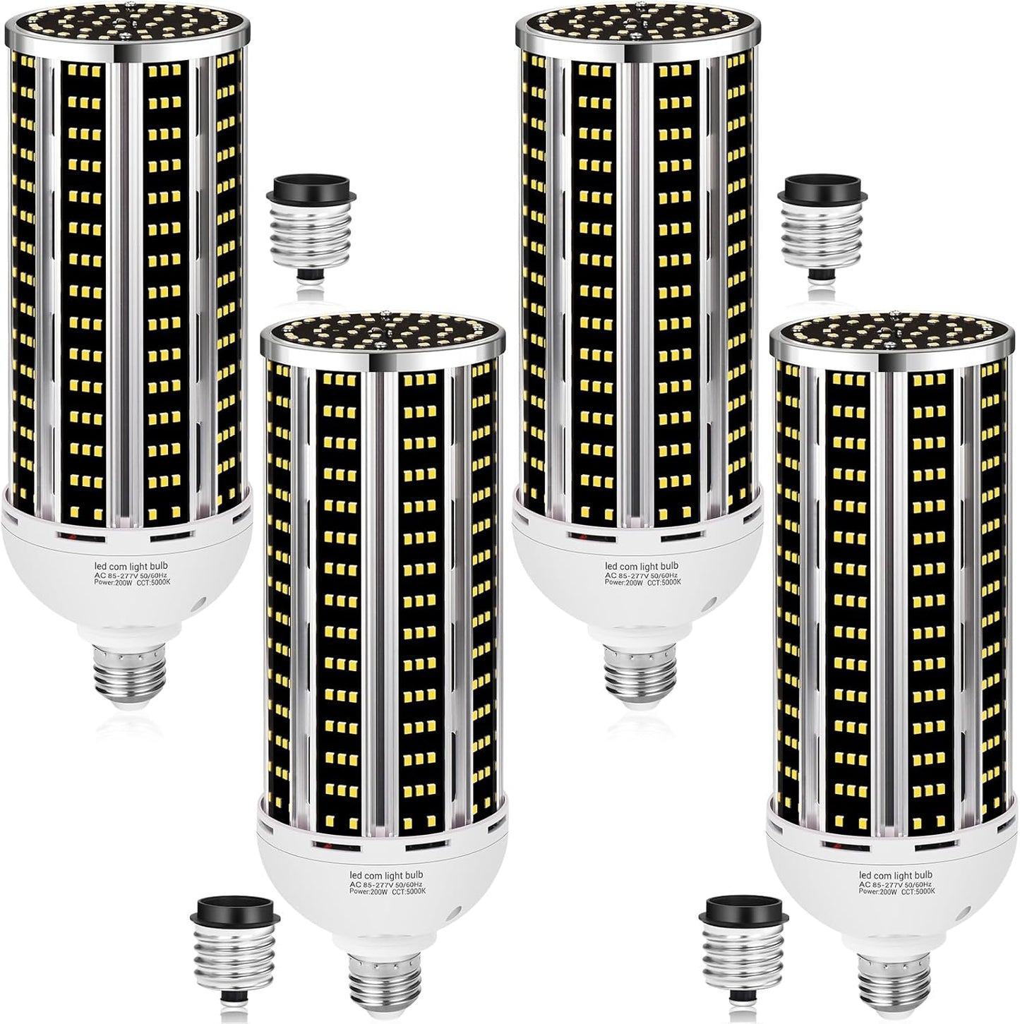 200W LED Corn Light Bulb 4 Pack for Bright Indoor Outdoor Use