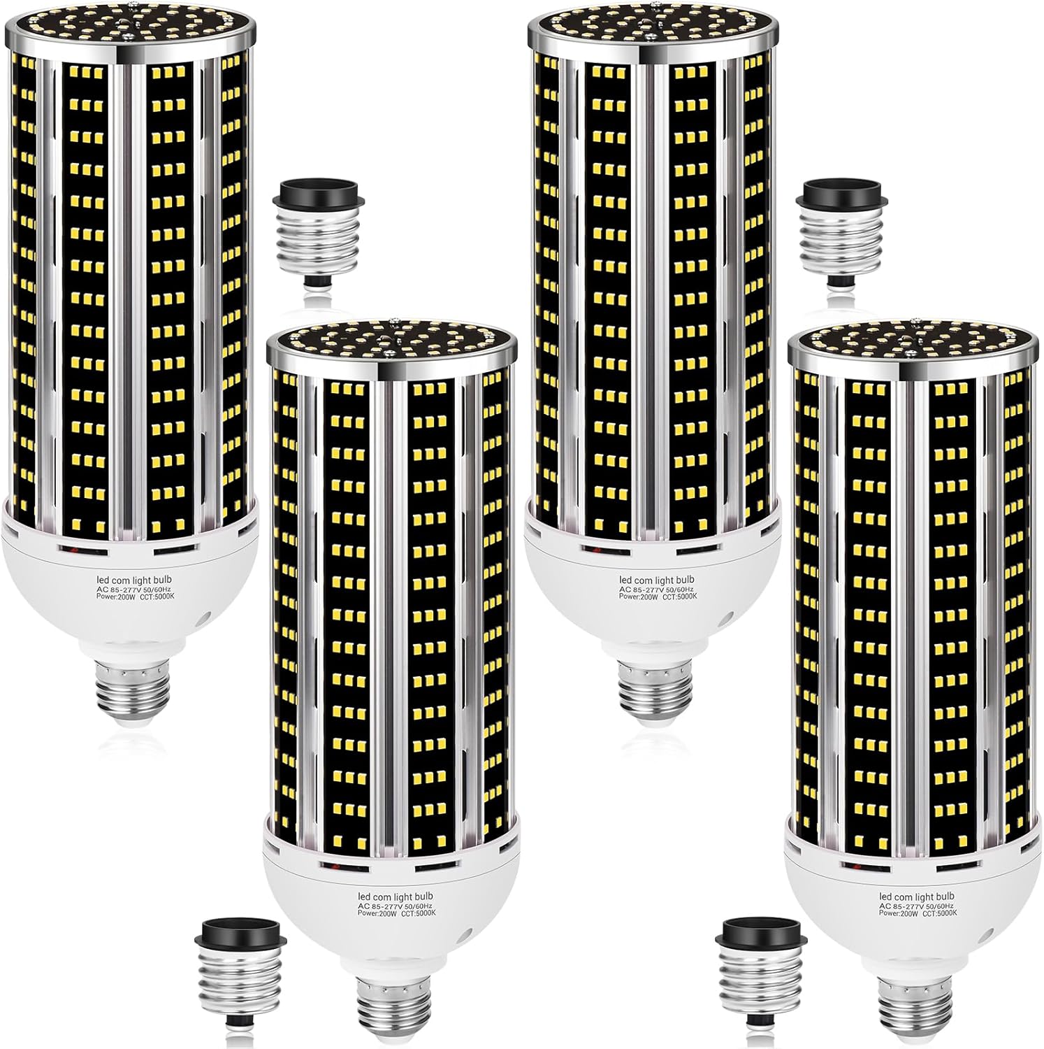200W LED Corn Light Bulb 4 Pack for Bright Indoor Outdoor Use