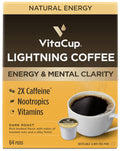 VitaCup Lightning Coffee Pods for Focus 2X Caffeine - Strong Dark