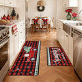 Christmas Kitchen Rugs Set of 2 Red Buffalo Plaid - Cushioned