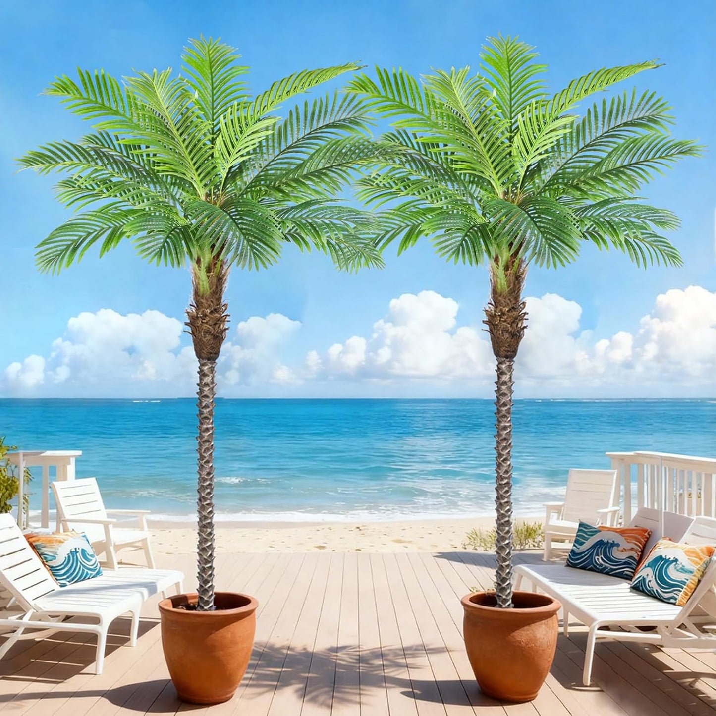 8ft Tall Artificial Phoenix Palm Tree for Indoor Outdoor Decor