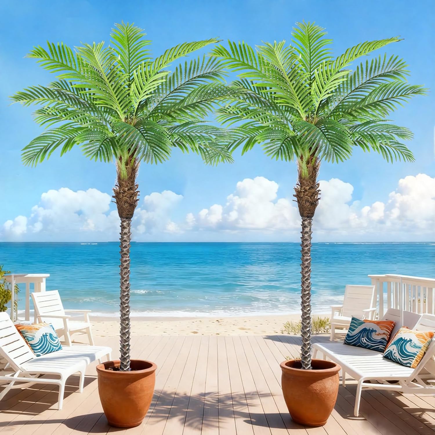8ft Tall Artificial Phoenix Palm Tree for Indoor Outdoor Decor