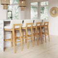 Gracie Modern Upholstered Bar Stool Set of 4 - Cream Boucle, Warm Pine