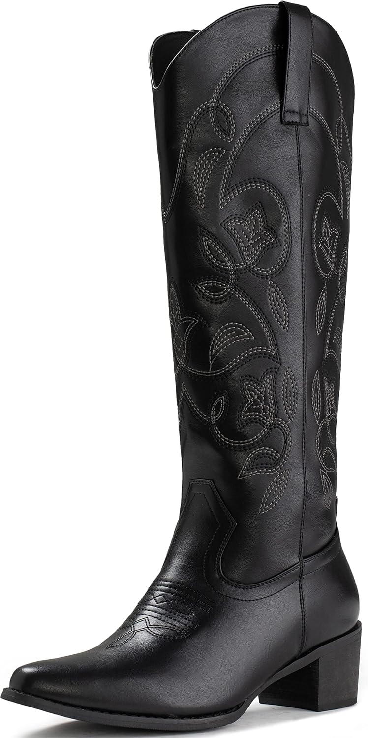 IUV Cowboy Boots for Women: Stylish Pointy Toe Western Design