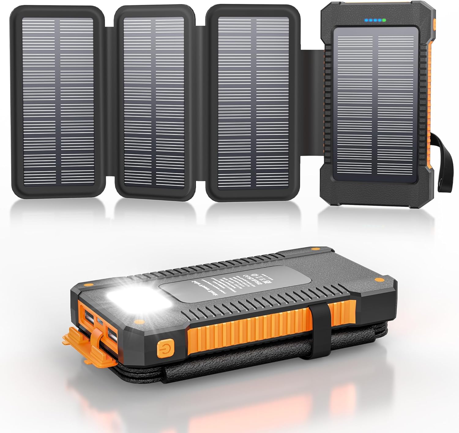 Solar Power Bank 38800mAh with 4 Solar Panels for Outdoor Use