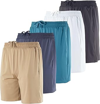 Men's Dry-Fit 7 Inch Running Shorts with Pockets for Gym Use