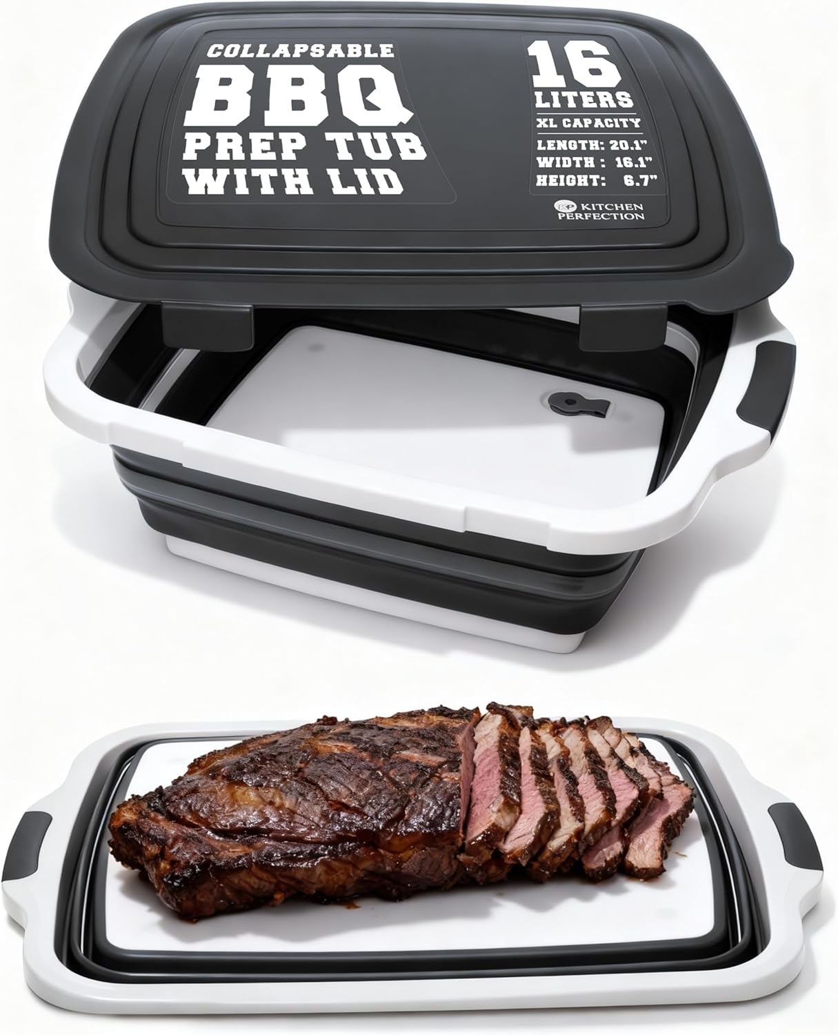 Collapsible XL Smoker & BBQ Prep Tub with Locking Lid