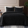 King Size Soft Black Quilt Bedding Set - Lightweight 3-Piece Coverlet