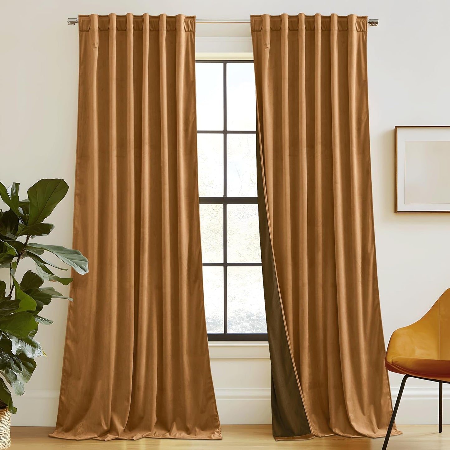 Luxurious Bronze Velvet Curtain Panels for Living Room Decor