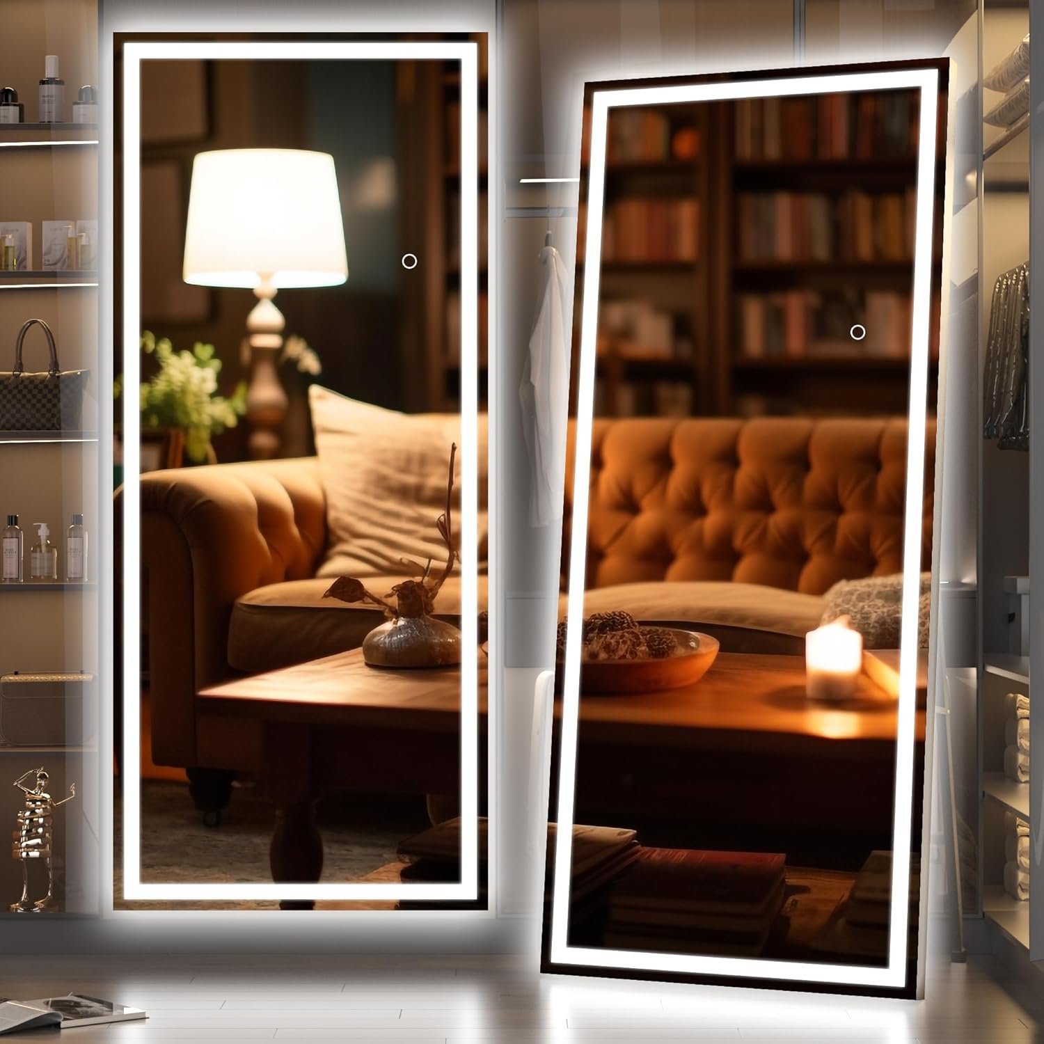 Hasipu Full Length Mirror with Lights - Dimmable LED Floor Mirror