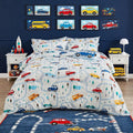 Kids Twin Comforter Bed in a Bag with Cars Pattern - Soft Microfiber