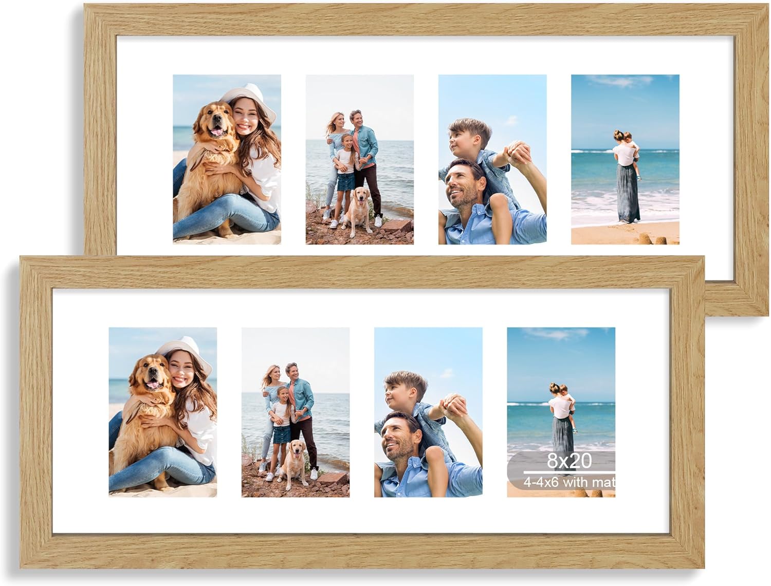 8x20 Picture Frame Set of 2 with Natural Oak Wood Finish