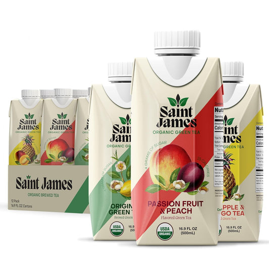 Saint James Iced Tea - Organic Green Tea Variety Pack 12 Pack