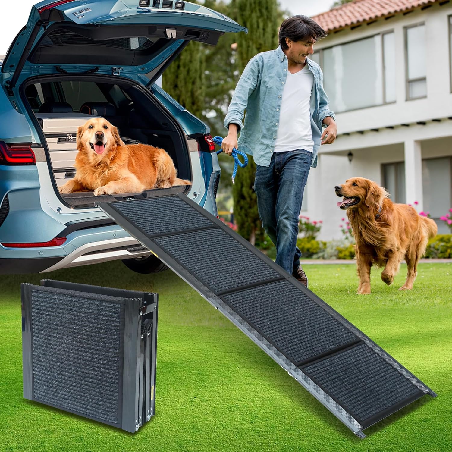PawStep 63 Foldable Aluminum Dog Ramp for Easy Pet Access
