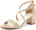 Women's 2.25 in Low Chunky Heel Open Toe Cross Strap Sandals - Stable