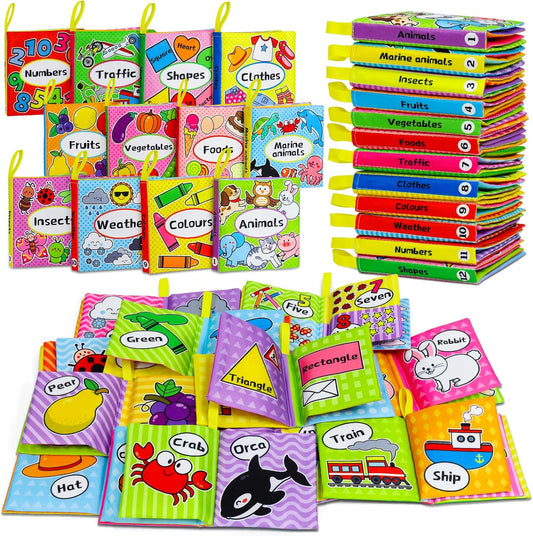 OKOOKO 12PCS Soft Baby Books - Crinkle & Washable Educational Toy