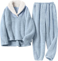 Yeokou Women's Fleece Pajamas Set - Fluffy Sherpa Pullover & Joggers