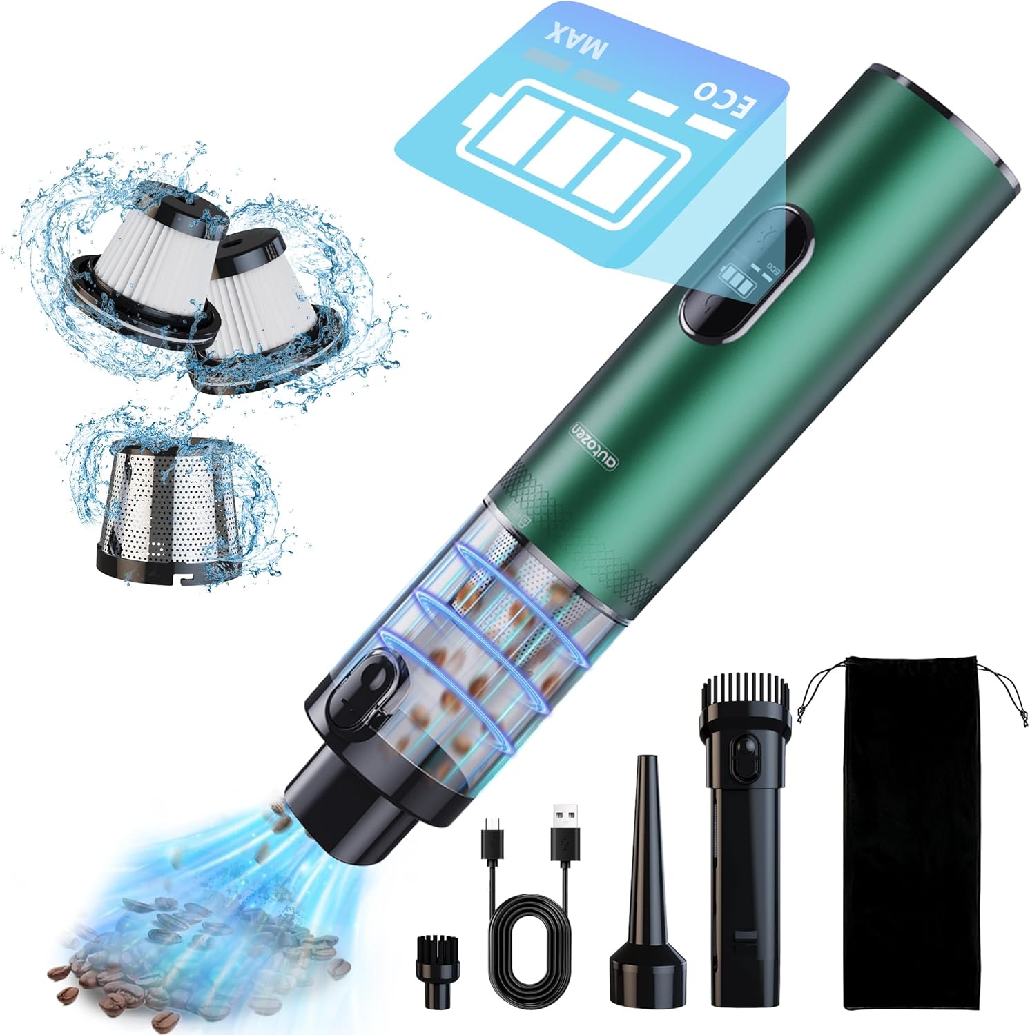 Powerful 17000Pa Cordless Car Vacuum - 2H Fast Charge, LED Display, Multi-Nozzles