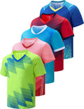 5 Pack Boys Athletic T Shirts - Dry Fit Short Sleeve Performance Tees
