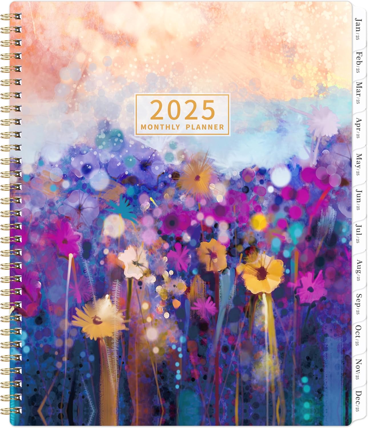 2025 Monthly Planner - Large 9''x11'', Twin-Wire Binding, Tabs, Notes, Back Pocket