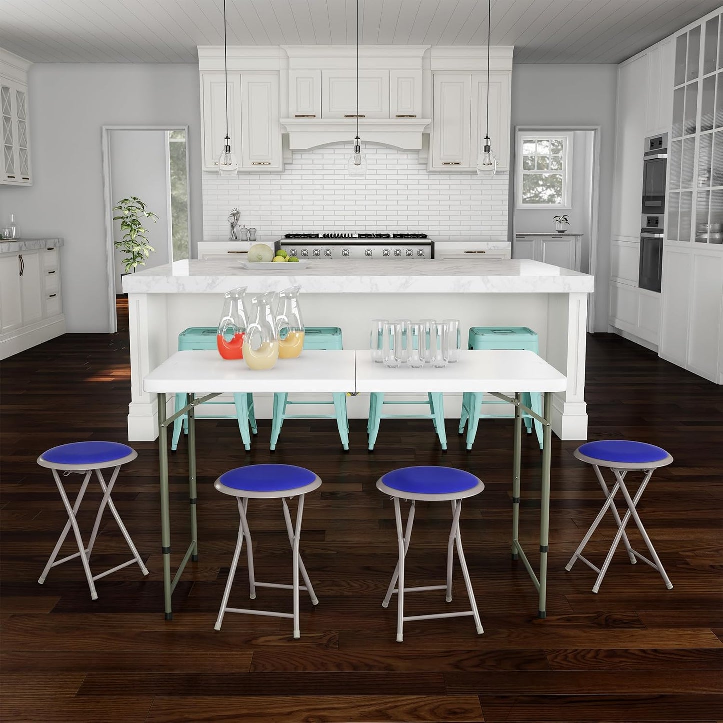 Portable Folding Stool Set of Four for Kitchen and Dorm Use