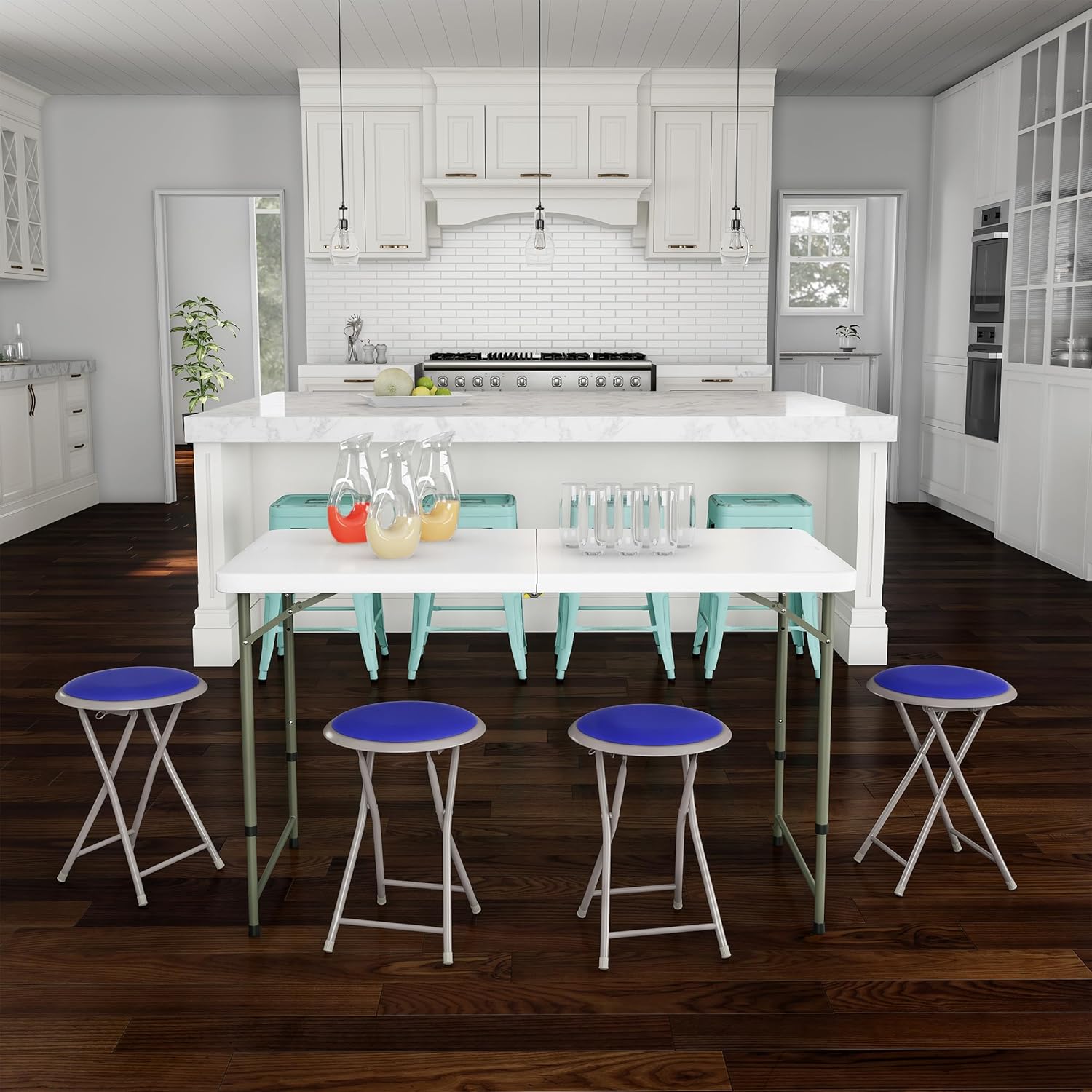 Portable Folding Stool Set of Four for Kitchen and Dorm Use