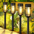 8 Pack Solar Pathway Lights Outdoor - Warm Glass Lantern Path Lights