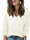 Messic Womens Pullover Sweaters 2025 Casual V Neck Lightweight Knit
