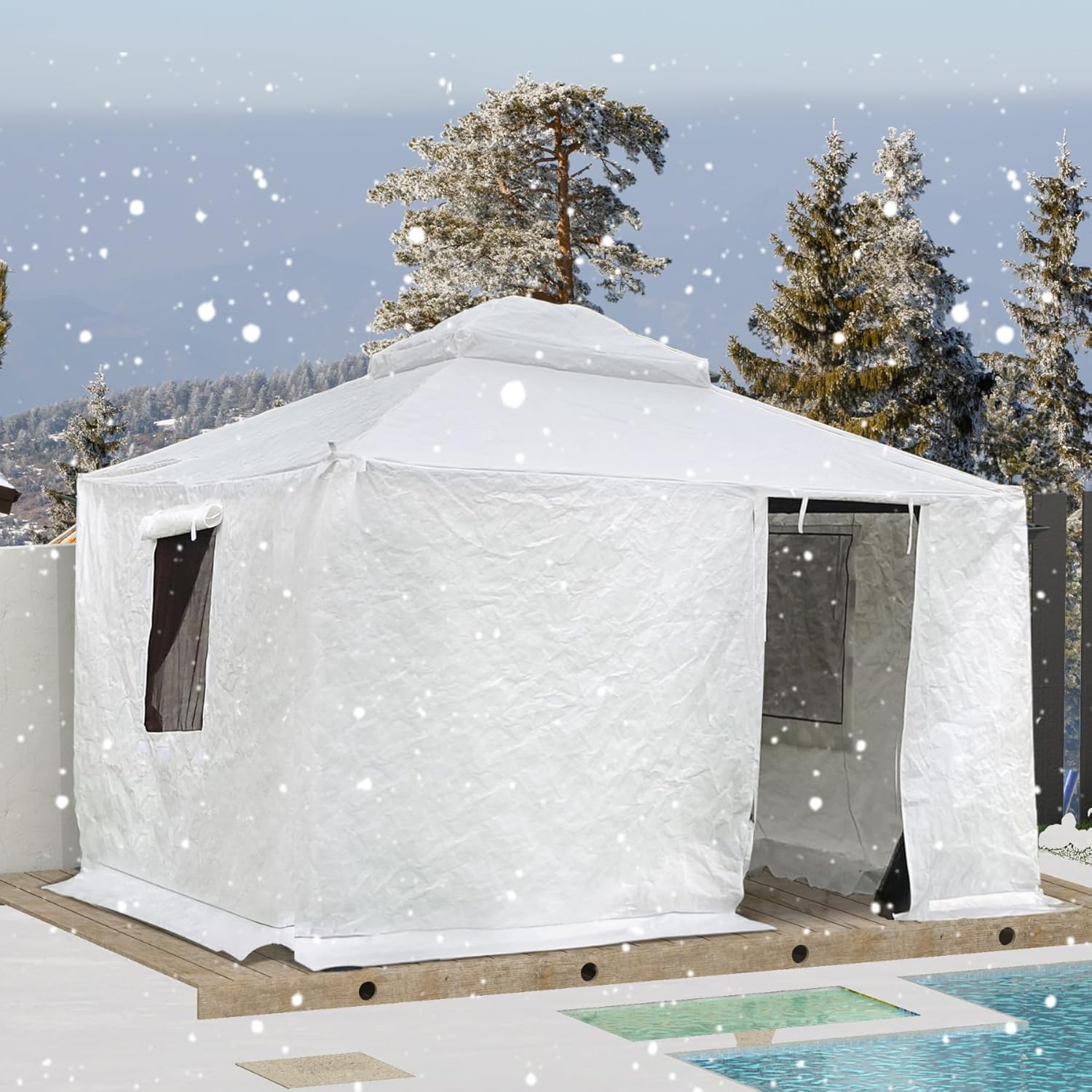 Domi 12ft x 14ft Universal Winter Gazebo Cover for Hardtop Gazebos