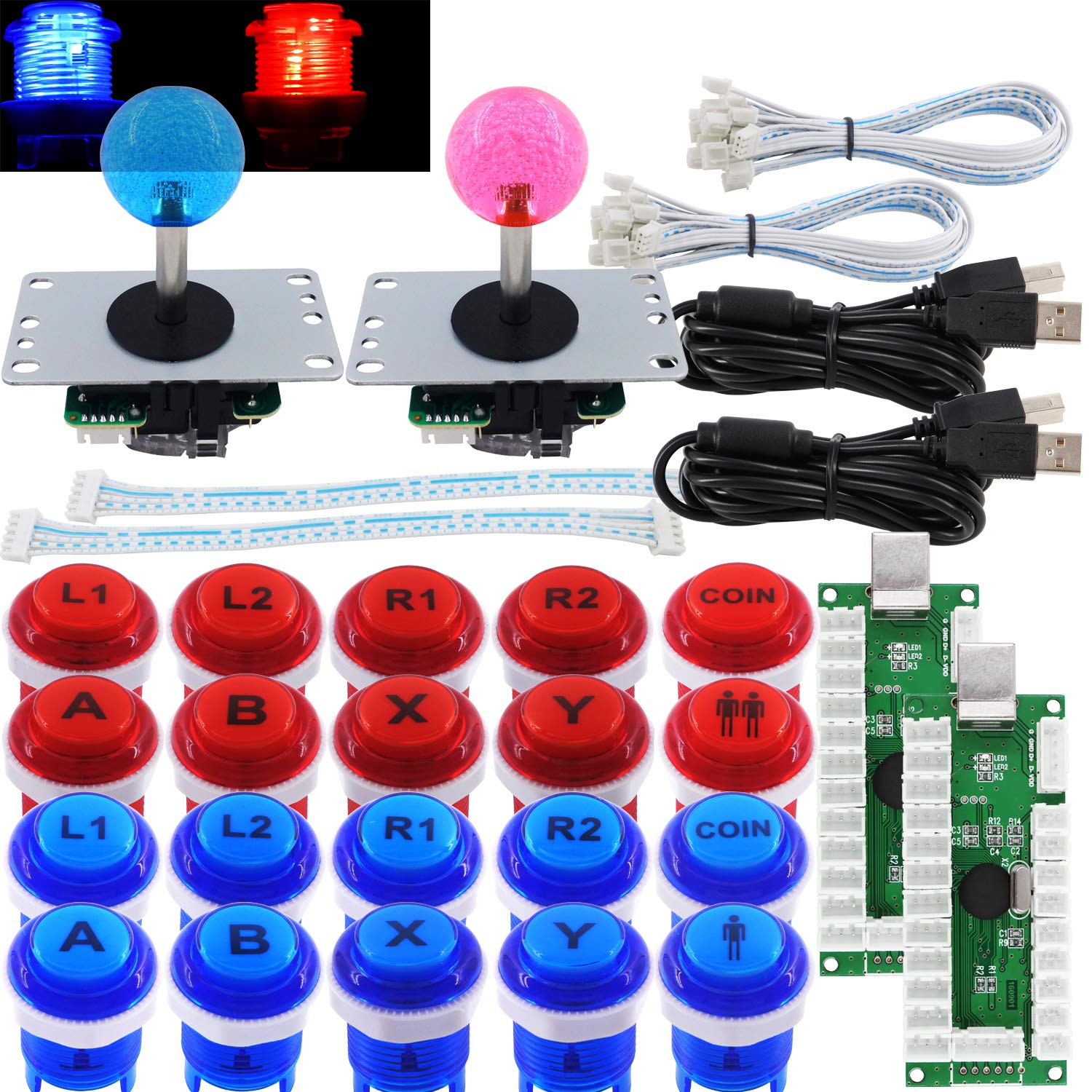 SJ@JX Arcade 2 Player Game Controller Stick DIY Kit for Gaming