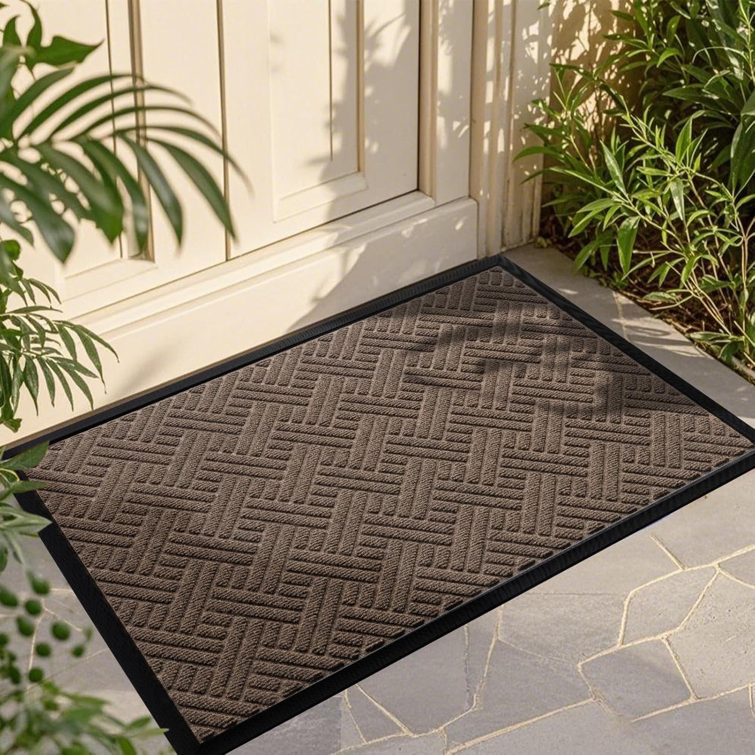 Front Door Mat Indoor Outdoor Entrance, Heavy Duty Absorbent