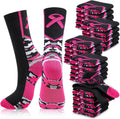 Breast Cancer Awareness Crew Socks 60 Pairs - Bulk Pink Ribbon Support