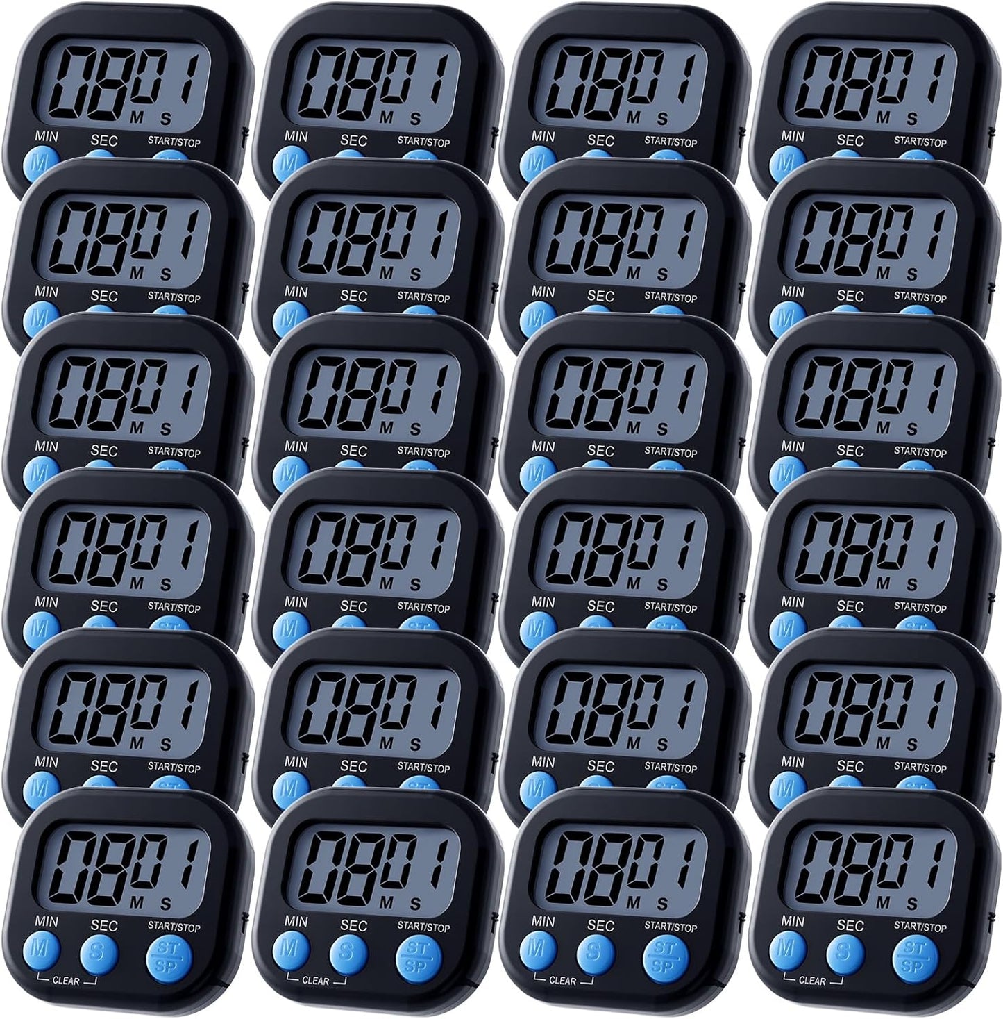 24 Pcs Digital Kitchen Timers with Loud Alarm and Memory Function