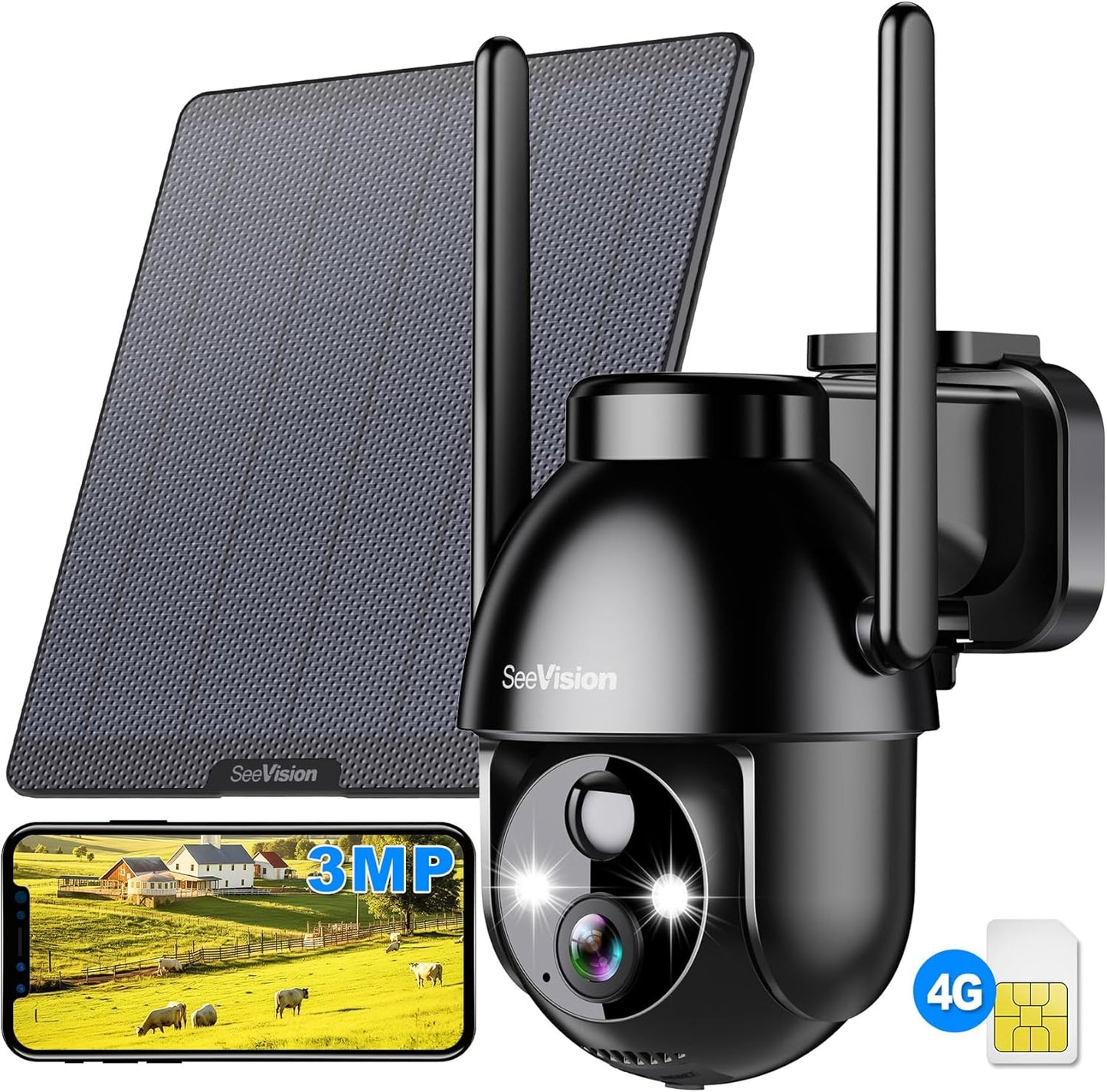 4G LTE Solar Camera: No WiFi Needed, Color Night Vision, 2-Way Talk