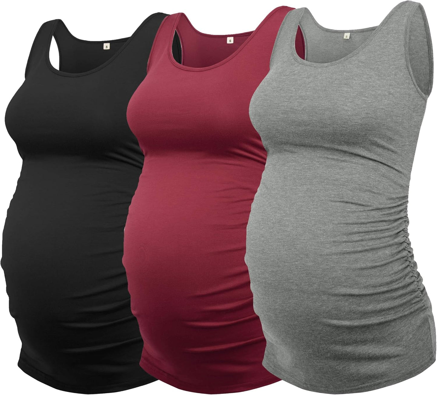 Women's Maternity Tank Top 3 Pack for All Stages of Pregnancy