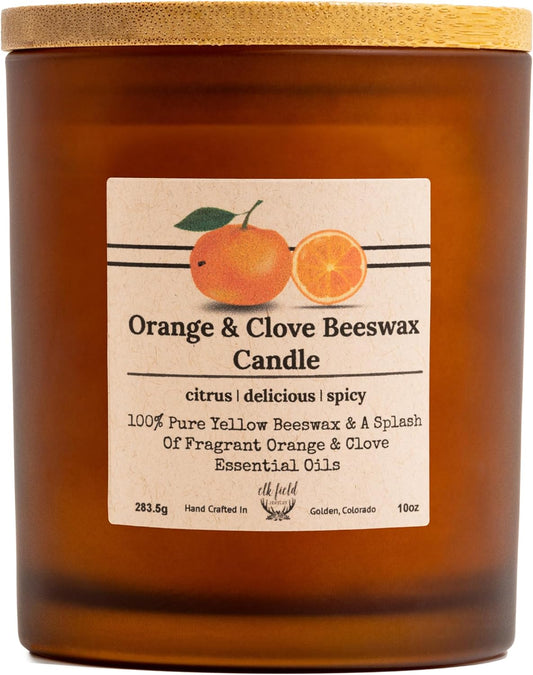 Organic Beeswax Candle with Orange Clove Scent for Natural Living