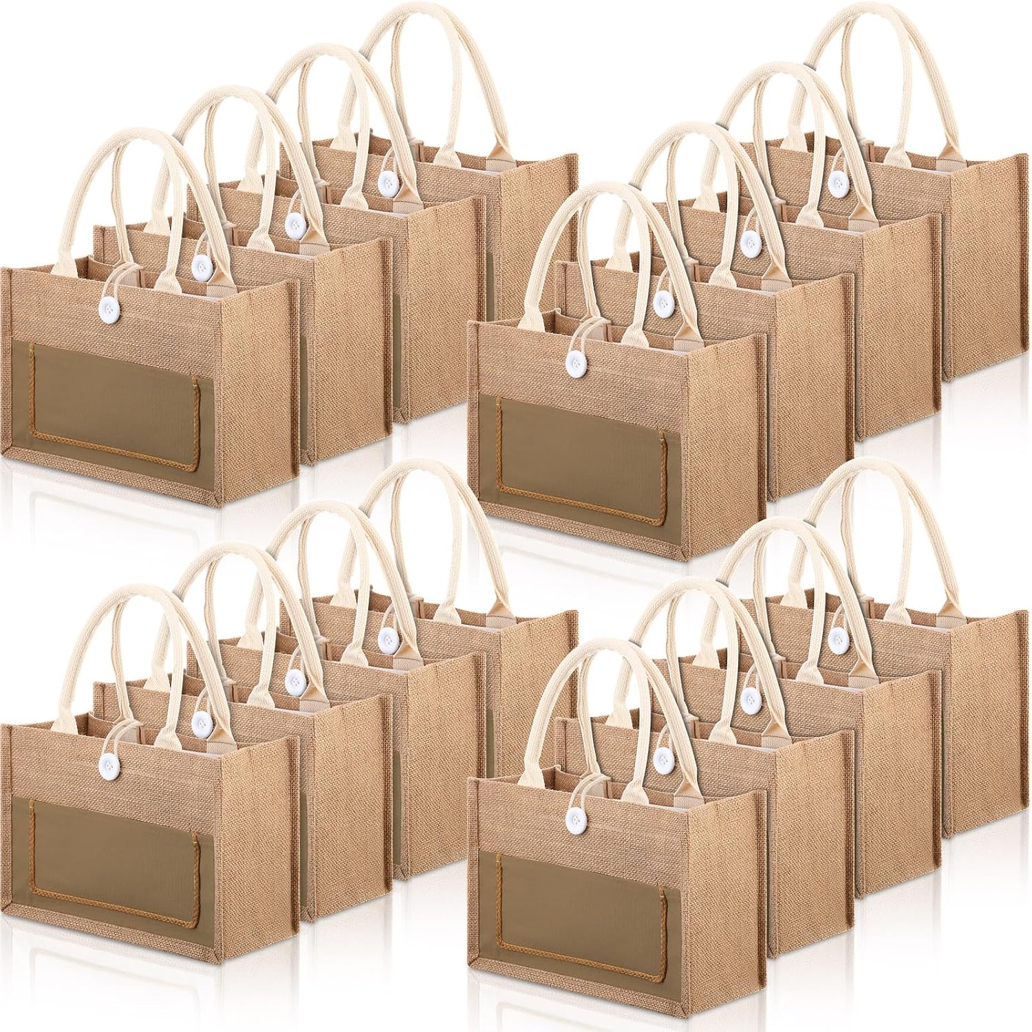 16 Pcs Jute Tote Bags Reusable Beach Bags for Weddings Gifts
