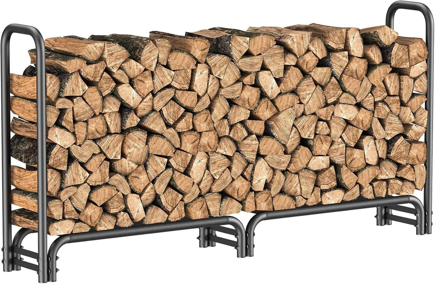 8FT Heavy Duty Firewood Rack for Outdoor Log Storage Solution