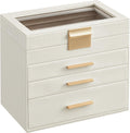 SONGMICS Elegant Jewelry Box with Glass Lid for Safe Storage