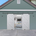 Exterior Barn Door Hardware Kit 12ft Track for Double Doors - Heavy