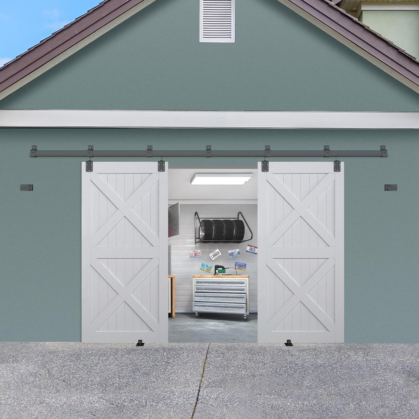 Exterior Barn Door Hardware Kit for Heavy Duty Sliding Doors