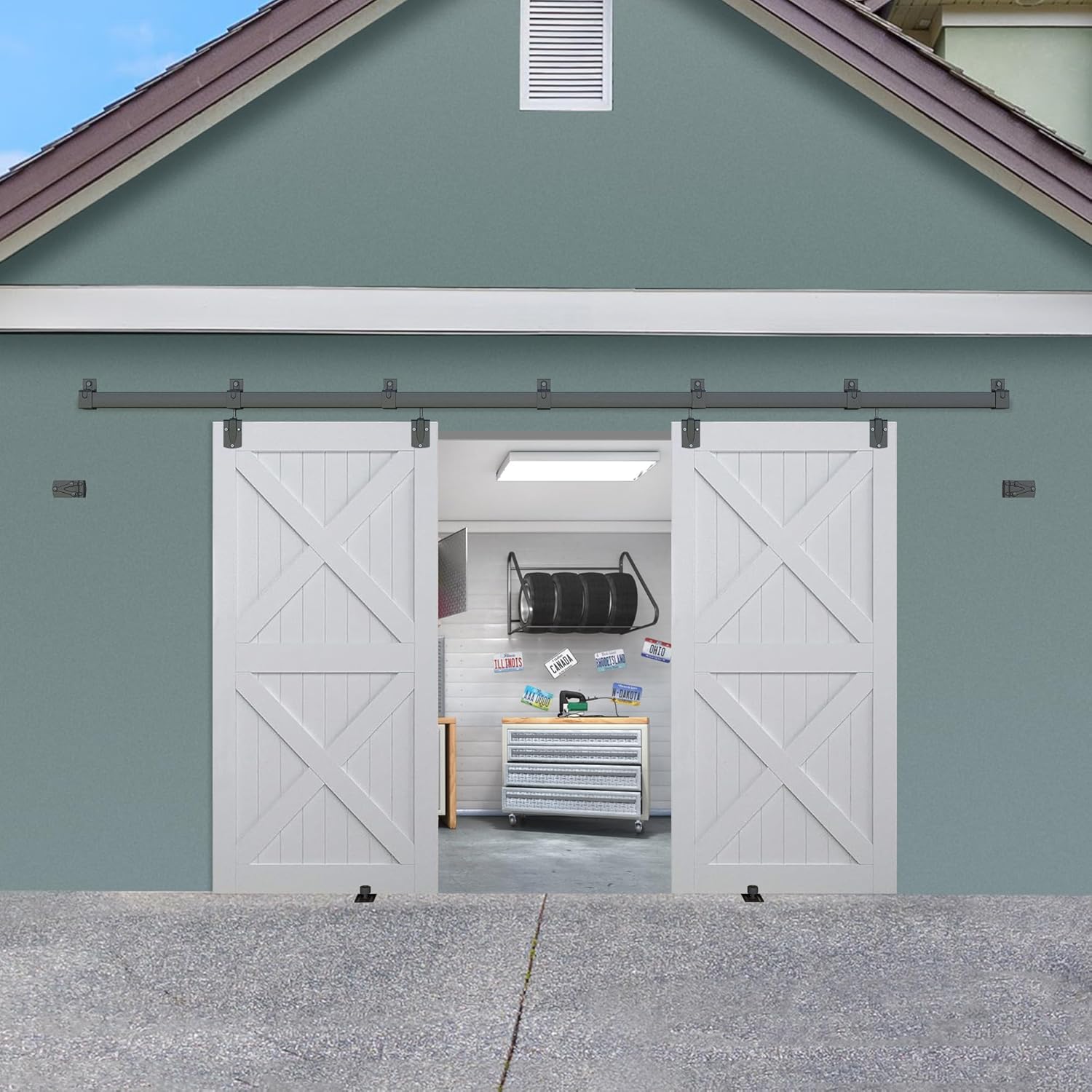Exterior Barn Door Hardware Kit for Heavy Duty Sliding Doors