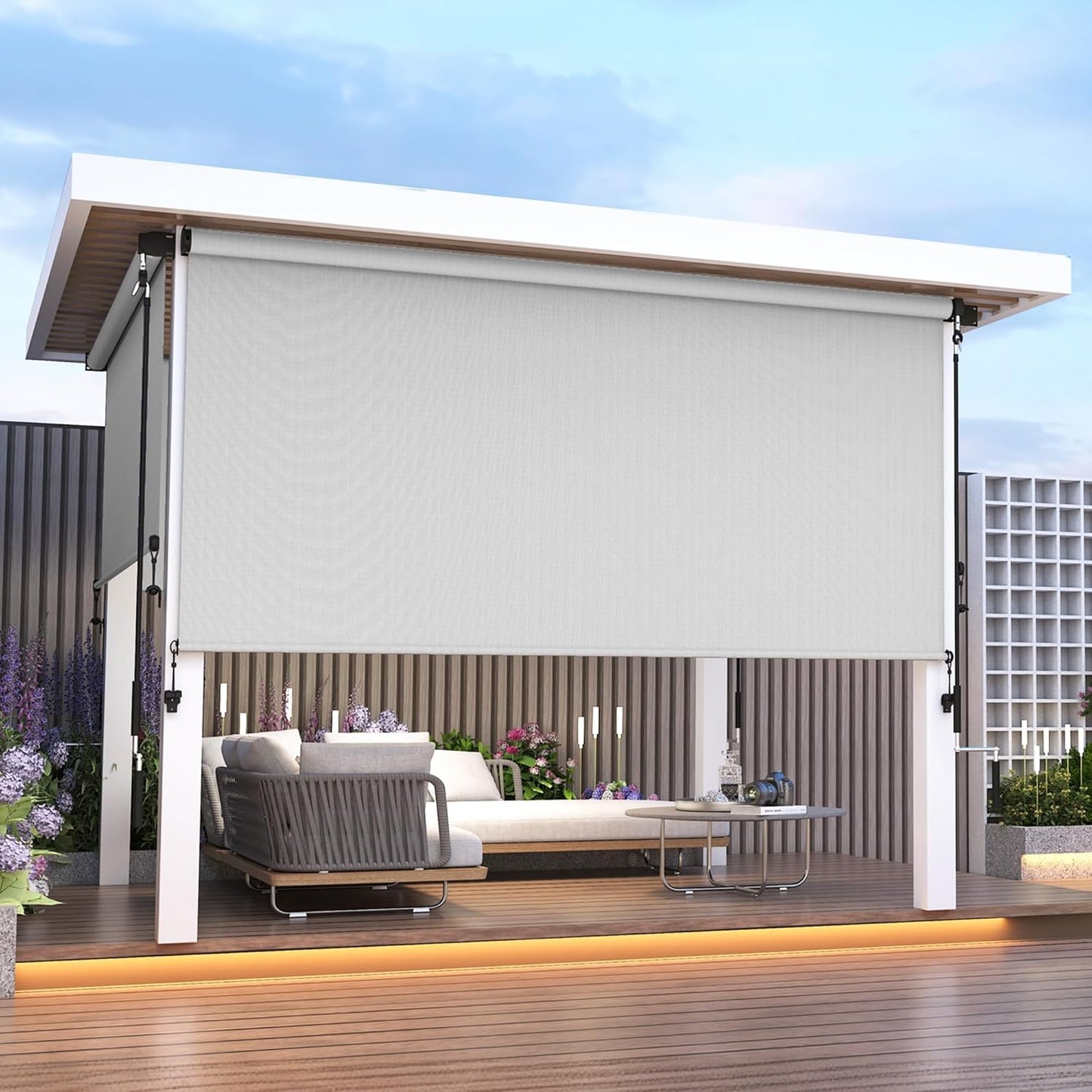 Outdoor Roller Shades for Patio with 95% UV Protection