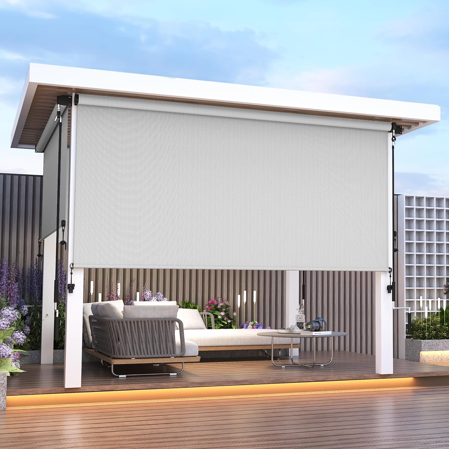 Outdoor Roller Shades for Patio with 95% UV Protection