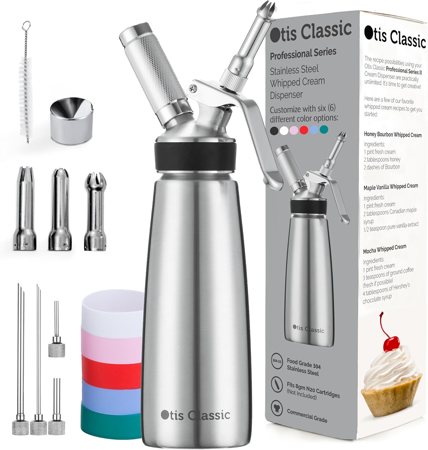 Otis Classic 304 Stainless Steel Whipped Cream Dispenser for Home