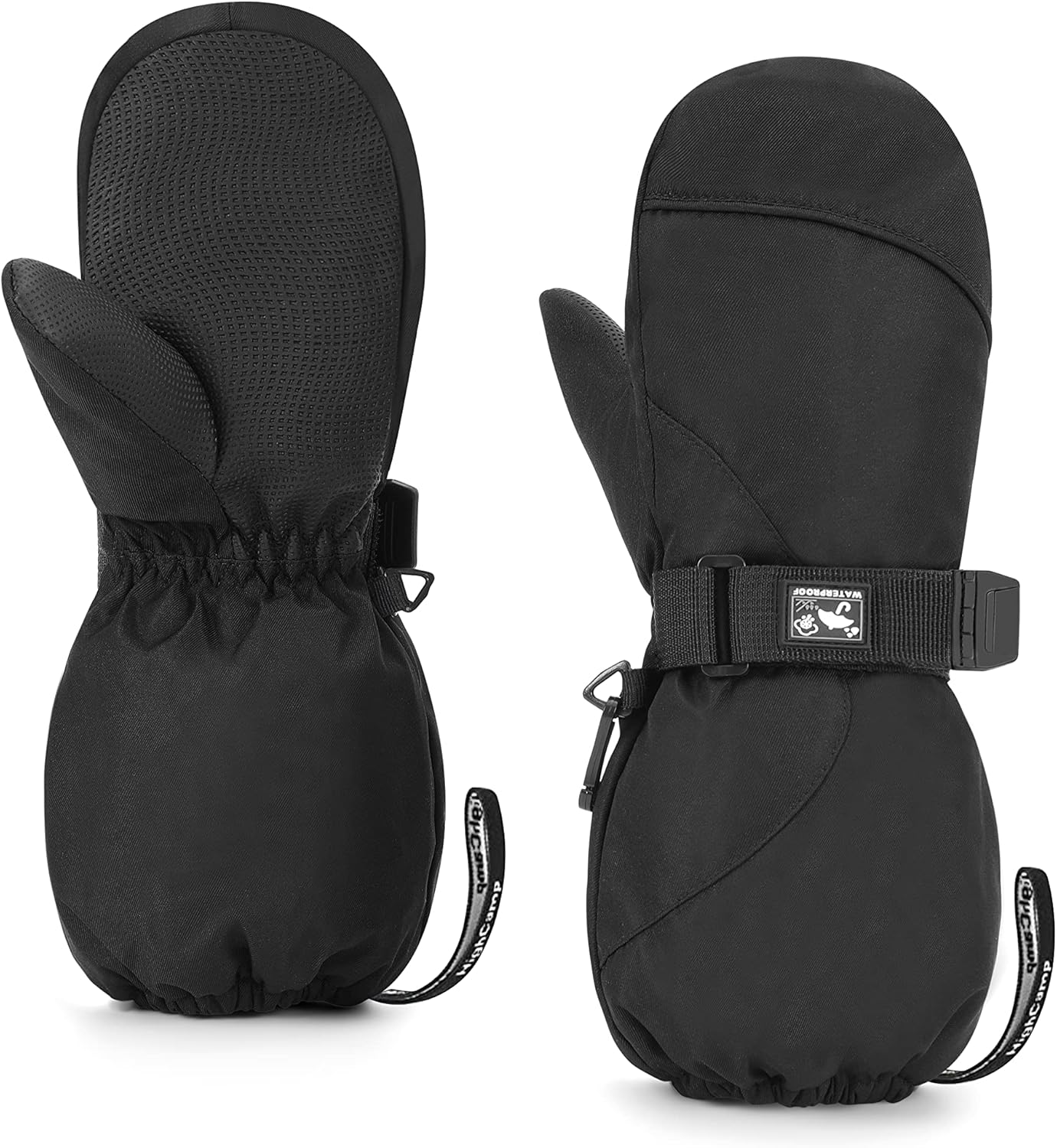 Waterproof Winter Mittens for Kids by HIGHCAMP - Stay on in Snow!